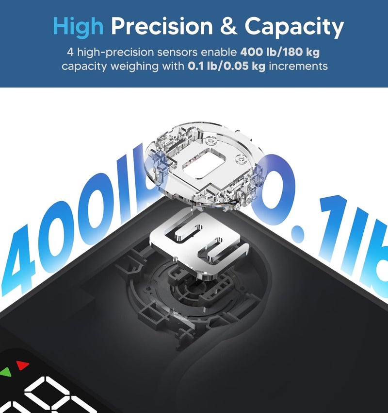 GE Scale for Body Weight, Body Fat, BMI, Muscle Mass, Smart Bathroom Scales with 14 Body Composition Metrics with Large Display, Accurate Bluetooth Weighing Machine with Fitness App, 400 lbs - Image 5